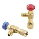 エアコン ガス チャージバルブ R410A&R22 冷媒ボールバル 流量制御弁ブ エアコン用 安全弁 真鍮 2個セット 送料無料