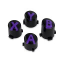 xbox series X&S 対応 交換 カスタム ABXY アクションボタン xbox one S / X対応 elite V1 / V2向け 3トーンクラシック シンボルABXYキー ブラック&クリア&パープル 送料無料