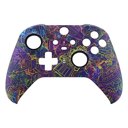 xbox one elite series 2 (モデル1797)コントローラー 対応 交換フェースプレートシェル パタンデザインxbox elite series 2 coreコントローラー 対応 ソフトタッチ 正面 シェルケース ＆ アクセントリング ネオンノベル世界 送料無料