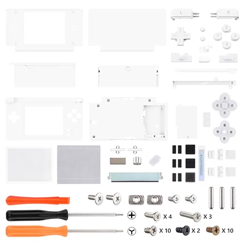 Nitendo DS Lite 対応 組み立て式 カスタム 交換 シェル 交換ボタン付き ニンテンドーdsライト 対応 スクリーンレンズ ホワイト