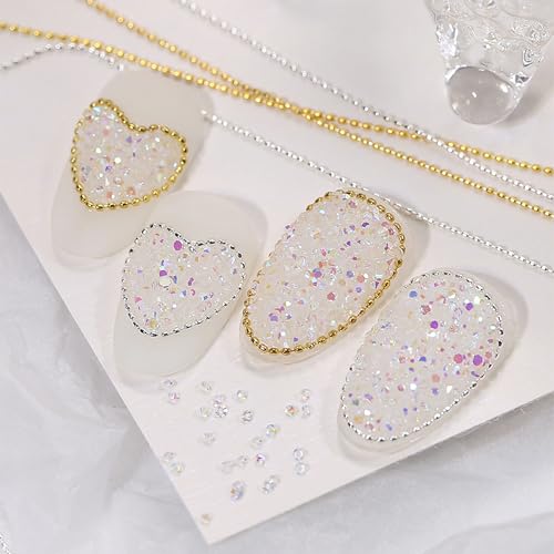 ネイル パーツ チェーン 50cm 2色入り 極細 0.8mm 裁断可能 ネイルデコレーションパーツ ネイルアート スタッズパーツ 工芸品 ネイルアート DIY...