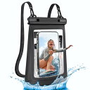 スマホ 防水ケース IPX8認証 海 お風呂 プール 浮く 完全防水 水中撮影 顔認証 タッチ操作 大きめ 首かけ 斜め掛け iPhone 16 15 14 13 SE Galaxy Xperia 最大7.5インチのスマホに対応 送料無料