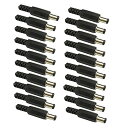 2.1x5.5mm オス DC電源 プラグ ジャック コネクタ 黒 プラスチックカバー 20個セット 送料無料