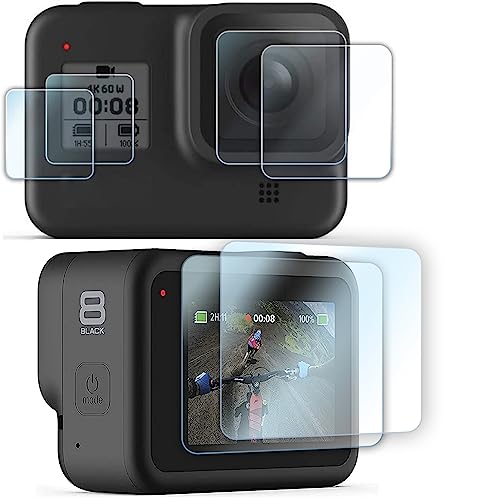 Hero 8 Black ガラスフィルム 強化ガラス アンチスクラッチ 2 xタッチパネル ガラスフィルム +2 xレンズ ガラスフィルム+ 2 xLEDスクリーン PETフィルム 強化ガラスフィルムセット [6枚] 送料無料