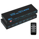 HDMI マトリックス スイッチ 4入力4出力 IRリモート付き HDMIマトリックス 4x4 3840x2160P HDMI 2.0b HDCP 2.2 ATMOS 7.1 3D RGB / YUV 4:4:4 EDID管理