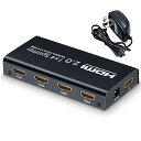 HDMI分配器 スプリッター 1入力4出力 4K / 60Hz HDMI2.0 / HDCP2.2対応 18Gbps 4ポート 同じ映像を4画面同時出力 PS4 / PS5 / FireTVに対応 AC電源アダプター付き
