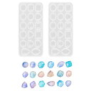 シリコンモールド レジン (2個) 樹脂 モールド 再利 可能 ひっぱりにたえる手作り 宝石 楕円 水滴 ネックレス キーホルダー イヤリング パーツ 石膏 石...