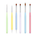 ネイルアートブラシ ネイルブラシ (6本セット) ネイル筆 ネイルブラシセット ジェルネイル筆 高品質ナイロン繊維 ネイル筆セット 大小ドットペン付き ネイルアート道具 送料無料