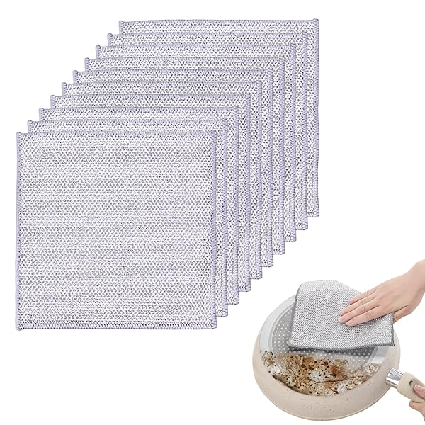 キッチンワイヤーふきん [10枚セット] 金属ワイヤー ふきん ワイヤー食器 雑巾 傷を着けずに かきとる 食器洗い 多機能 ワイヤーふきん 再利 可能 耐久性 使いやすい 送料無料