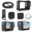 ブラック シリコン保護キット Go Pro Hero 13 Black 交換可能なバッテリーサイドカバー シリコンレンズカバー スクリーンプロテクターおよび調節...