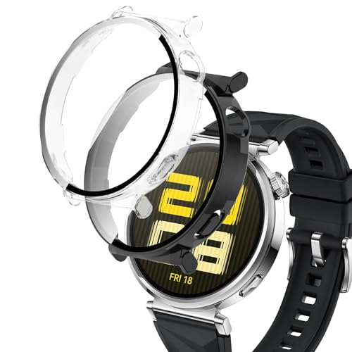 送料無料 HUAWEI WATCH GT5 41mm ケース ガラスフィルム+PCフレーム 一体型 保護フィルム 全面保護ケース 保護カバー 高透過率 全面保護 耐衝撃 指紋防止 撥水撥油 防水防塵 装着簡単 HUAWEI WATCH GT5 41mm ケース フイルム一体型ケース (ク