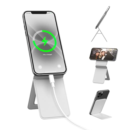 スマホスタンド 卓上 携帯スタンド 強力磁力スタンド PUレザー素材 耐久 七変化マルチスタンド 薄型 軽量 多角度調整 折り畳みマグネットリング Magsafe 対応 iPhone16 / 15 / 14 / 13 / 12シリーズ全機種対応 縦横滑り止め 高安定性 コンパクト 適 テレビ / ...