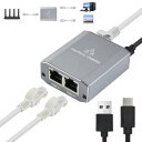 LAN 分配器 1入力2出力 LAN ハブ RJ45 1000Mbps 高速 LANケーブル 分岐 LANケーブル分配器 2台同時使 Cat5 / Cat5e / Cat6 / Cat7 / Cat8対応 有線LAN中継器 PS5 PS4 PC 対応 (USB Cケーブルのみ付属)