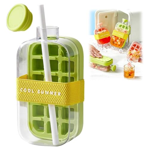 製氷皿 蓋付き シリコン 氷ボトル アイストレー 氷作る容器 大容量 密閉 漏れ防止 持ち運び便利 おしゃれ 製氷カップ パーティー キャンプ 冷感パーティー (800ML)