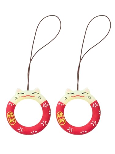 リングストラップ スマホ フィンガーストラップ 招き猫 (2枚入り) スマホストラップ シリコン 可愛い スマートフォン 携帯 指リング ストラップ スマホホルダー 落下防止 プレゼント 送料無料のサムネイル