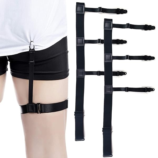 シャツガーター アームバンド セット シャツクリップ 黒い 2枚一組 シャツガーター シャツクリップ レッグリング 男女兼用 シャツの外漏れを防止 弾性の調節可...