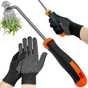 雑草抜き 草取り道具 雑草ブラシ 除草ツール 手動除草ツール 草取り器 ガーデニング用品 除草用具 雑草を根ごと抜く 庭園 庭 農場の雑草除去のためのデュアルパーパス手動除草ツール グローブ付き