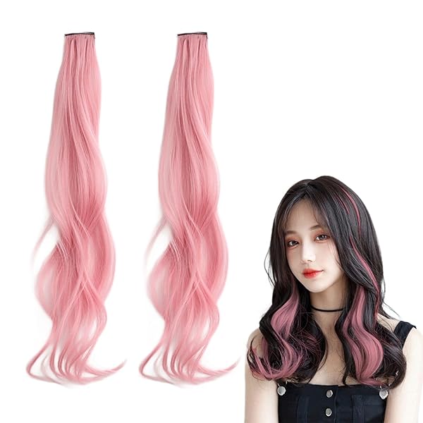 送料無料 ワンタッチエクステ 巻き髪 カラフルエクステ (2個入) つけ毛 ウィッグ カール 襟足 自然 ク..