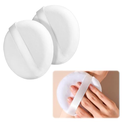 パウダーパフ (2個セット) 大きい ルースパウダーパフ 円形 パウダーパフ ふわふわ 厚型タイプ フェイスパウダー パフ 直径約105mm 厚さ約20mm 化...