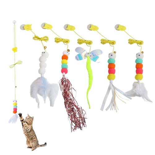 猫じゃらし 羽付きおもちゃ 猫おもちゃ ねこ玩具 猫玩具 ぬいぐるみ サスペンション 鈴付き 強い弾力性..