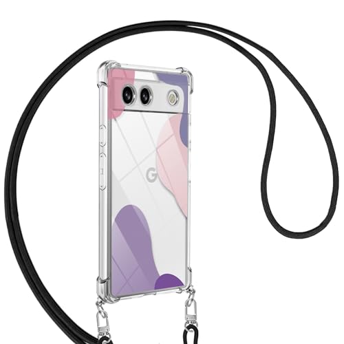 Google Pixel8a ケース クリア 調節可能 ショルダー グーグル ピクセル 8a スマホケース 肩掛け 首掛け 斜めかけケース おしゃれ かわいい 韓国 透明 TPU ストラップ付き 薄型軽量 耐衝撃 全面保護 落下防止 可愛い 携帯カバー(パープル) 送料無料