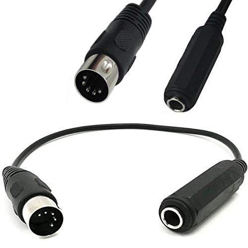 MIDI ケーブル DIN 5ピンオスから6.35mm (1/4 インチ) Female TRSステレオオーディオ延長ケーブル ために MIDI キーボード (シンセサイザー 機関 エレクトリックピアノ MIDI ギター エトセトラ) 30cm 送料無料