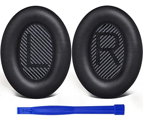 Bose QuietComfort 35 & 35ii(QC35 & QC35ii) イヤーパッド イヤークッション 交換用 ヘッドホンパッド 遮音 互換品 代替品 ソフトレザー 高密度フォーム (ブラック) 送料無料