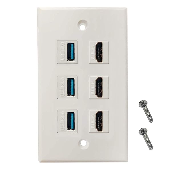 HDMI 3ポート USB 3.0 ウォールプレート シングルギャング USB 3.0 HDMIコンセント壁マウントソケット..