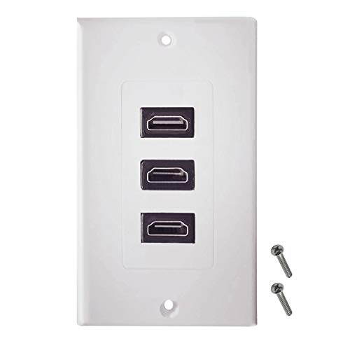 HDMI ウォールプレートパネル 3ポート ゴールドメッキHDMIメス 壁式 オーディオ ビデオビデオ コンセント サイズ:70*115mm 送料無料