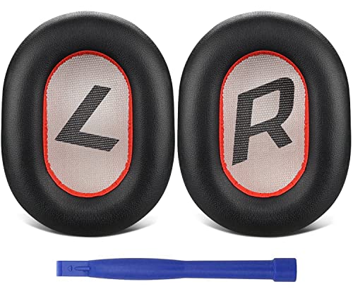 BackBeat Pro 2 Voyager 8200 UC 交換用 イヤーパッド ヘッドホンパッド イヤークッション 交換パッド 互換品 代替品 メモリーフォーム プロテインレザー (ブラック＋レッド)