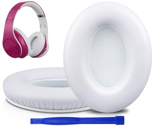 Monster Studio 1.0 (第一世代) ヘッドホンに適用 by Dr. Dre Studio (1st Gen) イヤーパッド イヤークッション 交換用パッド ヘッドセット パッド ソフトプロテインレザー 高密度フォーム (ホワイト)