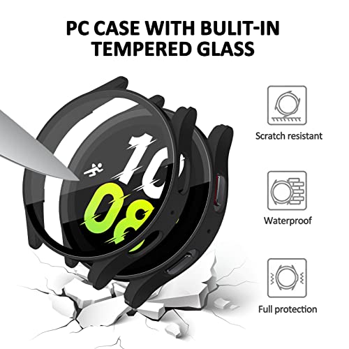 ギャラクシーウォッチ5 44mm ケース ギャラクシーウォッチ4 44mm ケース ハード PC バンパー ウォッチケース 曇り止め 強化ガラス スクリーン ロテクター レディース メンズ 保護ウォッチカバー 2個 送料無料