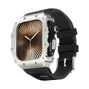 Apple Watch 46mm メタル ケースバンド付き 高級Apple Watch 10 46mmメタル保護 カバー + ストラップ メンズ 高耐久 耐衝撃...