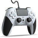 PS4 コントローラー 有線 背面ボタン付き ゲームパッド USB接続 遅延なし HD振動 TURBO連射 互換品 代替品 人間工学 高耐久ボタン 全バージョン P3 / PC対応 付き(ホワイト)