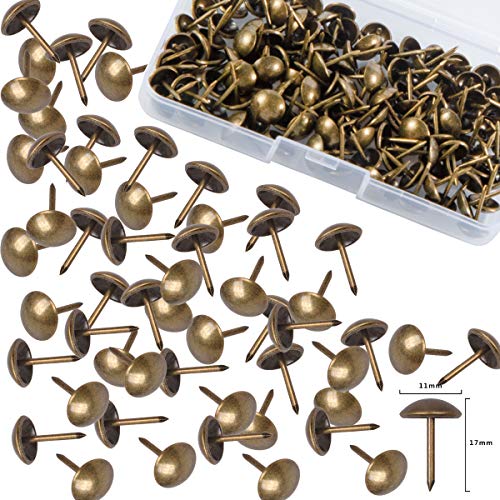 鋲 画鋲 押しピン 画びょう 120個入り 鉄製ピン ブロンズトーン ボード 太鼓鋲 留め具 装飾品釘 アンティーク調 ソファー シューズ ドア 装飾11 x ...