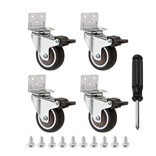 キャスター 2インチ L型プレート 合計耐荷重108kg 360度回転 静音 家具交換用 ドライバー ねじ付き 4個..