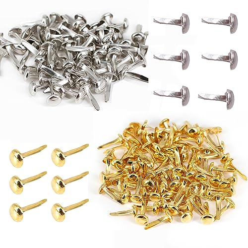 割りピン 割ピン 割鋲 留め具 画鋲 鉄製 固定用 装飾用 書類整理 アルバム スクラップブック (金銀混色) 8mm×4.5mm 200本入り 送料無料