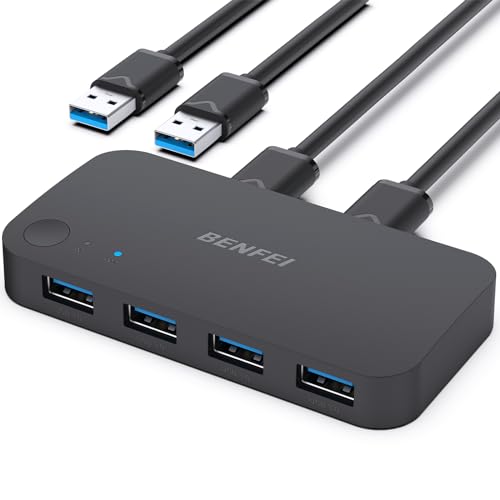 USB 3.0 切替器 高速転送 USB 切り替え PC2台用 プリンタ マウス キーボード ハブなどを切替 手動切替器 プリンタ 切り替え機 ケーブル×2 1.5m (附属品) (パソコン2：機器4)