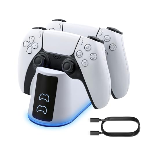 PS5 コントローラー 充電スタンド 二台同時可能 3H急速充電 PS5 78cm Type-Cケーブル付き カラフルなLED 指示ランプ付き PS5 コントローラー 充電スタンド 二台同時可能 3H急速充電 PS5 78cm Type-Cケーブル付き カラフルなLED 指示ランプ付き