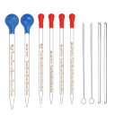 ピペット スポイト ガラスピペット 目盛り付きスポイト 10本入り 0.5ml 1ml 2ml 3ml 5ml 10ml ゴムキャップ ガラス ベントチップ イ...