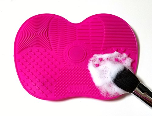 ブラシ洗い用 シリコンマット メイクブラシ クリーニングマット 洗い 化粧筆 化粧ブラシ 筆洗い ブラシ洗い (ピンク) 送料無料