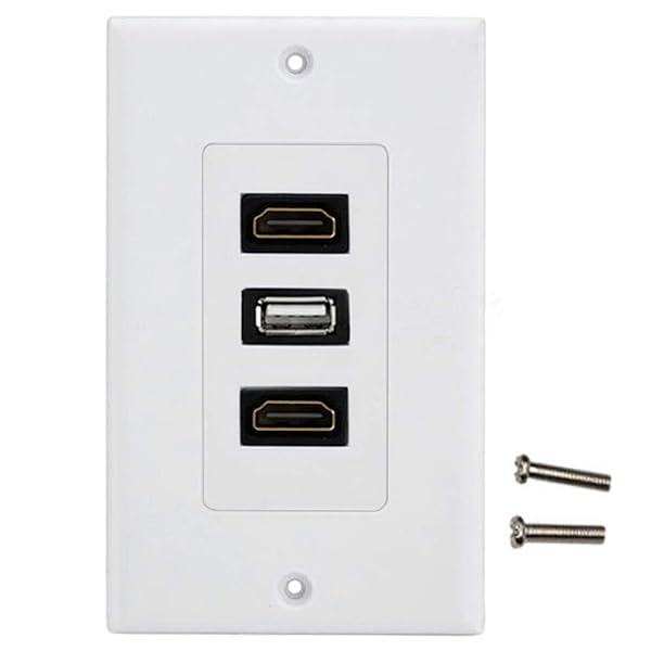 2 x HDMI USB 壁コンセント 2 HDMI および USB 2.0ウォールプレート ソケット 2 ×HDMI USB2.0 3 in 1 埋込式 US...