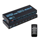 HDMIマトリックス 4入力4出力 4K@60Hz HDRHDMIマトリックス セレクター 4x4 IRリモコン付き EDIDエクストラクタ HDMI スイッチ 4ポート 切り替え 4画面 分配 HDMI 2.0b HDCP 2.2 RGB 4:4:4 YUV 4:4:4