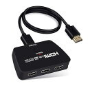 HDMI 切替器 3入力1出力 4K@60Hz HDMI セレクター 3x1 電源不要 手動 切り替え 1080P 3D HDCP2.2 HDR にApple TV Fire Stick HDTV PS4 Xbox Nintendo Switch適用 (HDMI 2.0 ケーブル付き)