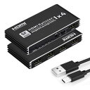 HDMI 分配器 1入力 4出力 4K@120Hz 1080P@240Hz HDMI 2.1 HDCP2.3 HDR 10+ VRR 48Gbps EDID Dolby Atmos / DTS-HD / 7.1CH / HDTV / Blu-Ray DVD / PS4 / Roku / Xbox 対応