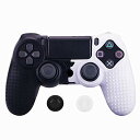 PS4 SLIM / PRO コントローラー カバー シリコン ラバー カバー スキンケース 滑り止め スタッズドット 代替品 互換品 (黒と白)
