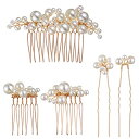 ヘアアクセサリー パール髪飾り 5本セット 3種類 ヘアピン コーム Uピン ヘアクリップ ウェディング 髪飾りフォーマル 結婚式 / ウェディング / パーティー / 子供 卒業式 / 入学式 / 花嫁などの髪飾り用 送料無料