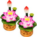 蓮花 蓮ランプ ロータスライト 蓮の花 仏具 コレクション 装飾品 ゴールデンロータス 瞑想 寺院用 工芸品 スタンド照明 蓮華灯 (薄いピンク)