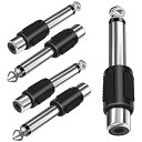 3.5mm 6.35mm 変換アダプタ 変換アダプタ オーディオケーブル ステレオミニプラグ (メス) ⇒ステレオ標準プラグ (オス) スピーカー ミキサーなど用対応 標準アダプタコネクタ ミニプラグ(6.35 モノラル RCAコネクター 5個入り ブラック) 送料無料