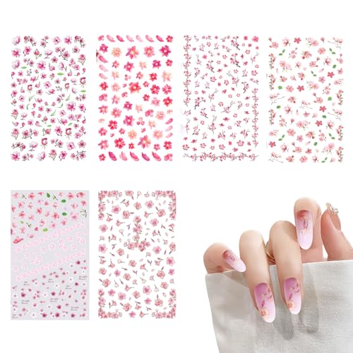 ネイルシール 花 桜 ネイルステッカー 可愛いシール 八重桜 花柄 お花 ネイルアート ネイルデザイン キラキラ 初心者 簡単 可愛い 春 6枚セット 送料無料